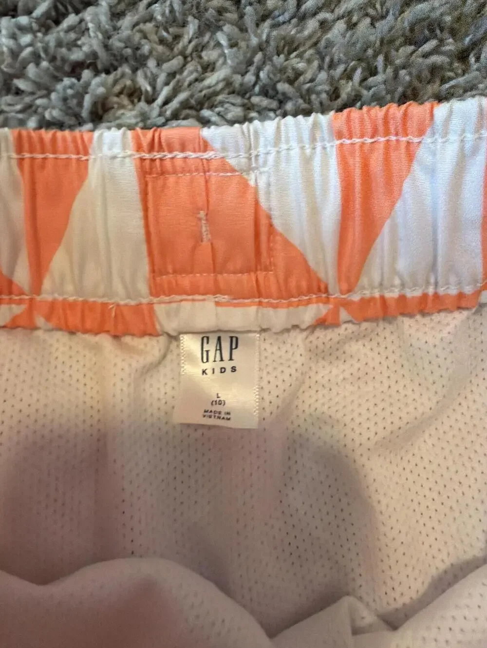 GAP Kids Boys Swim Trunks Size L  10 Peach White Geometric
